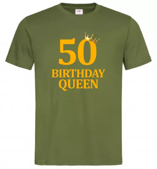 Чоловіча футболка 50 birthday queen Оливковий фото