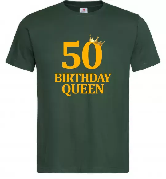 Чоловіча футболка 50 birthday queen Темно-зелений фото