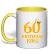 Чашка с цветной ручкой 60 birthday king Солнечно желтый фото