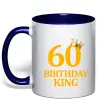 Чашка с цветной ручкой 60 birthday king Глубокий темно-синий фото