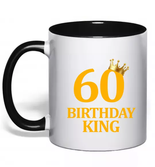 Чашка с цветной ручкой 60 birthday king Черный фото