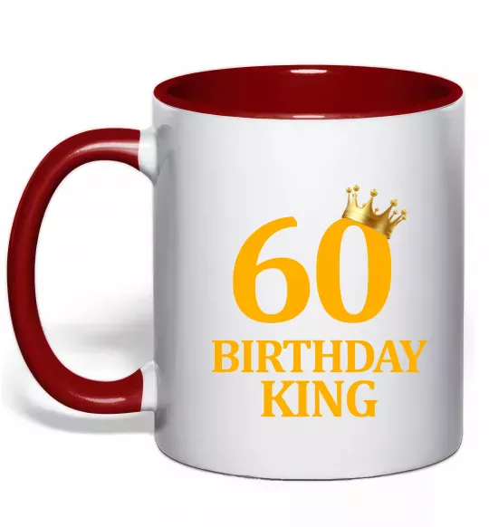 Чашка с цветной ручкой 60 birthday king Красный фото