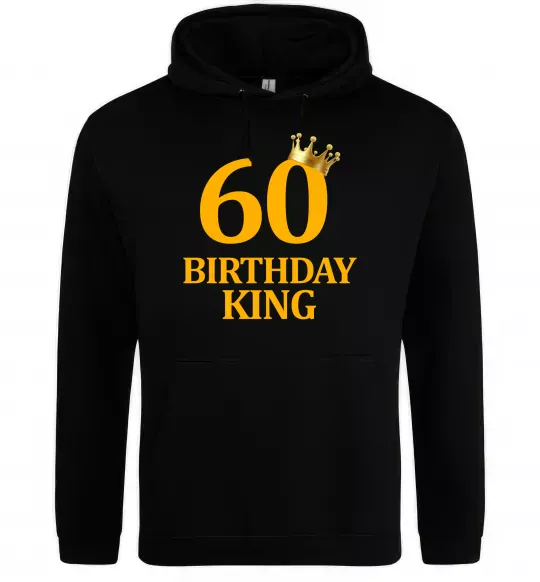 Мужская толстовка (худи) 60 birthday king Черный фото