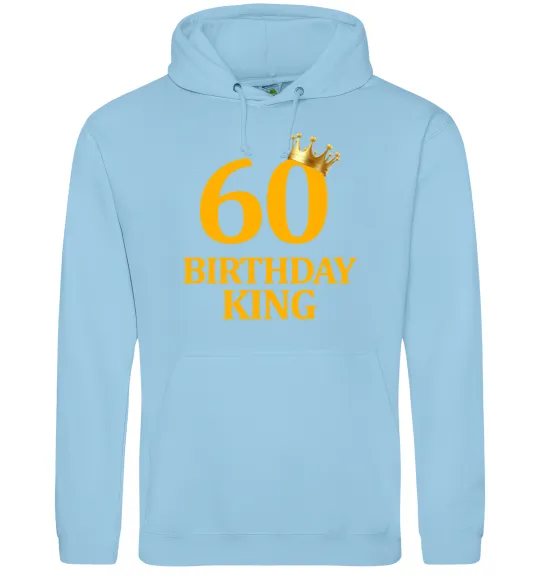 Мужская толстовка (худи) 60 birthday king Голубой фото