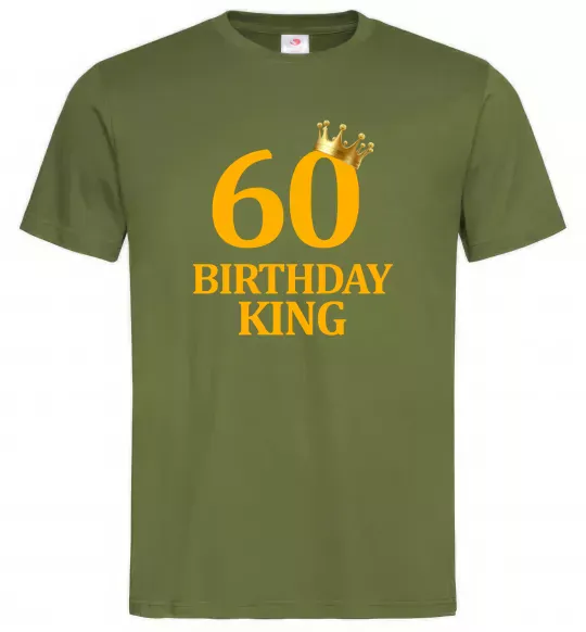 Чоловіча футболка 60 birthday king Оливковий фото