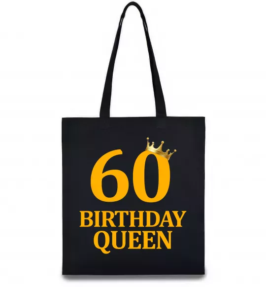 Еко-сумка 60 birthday queen Чорний фото