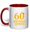 Чашка с цветной ручкой 60 birthday queen Красный фото