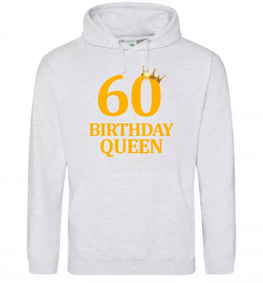 Женская толстовка (худи) 60 birthday queen Серый меланж фото
