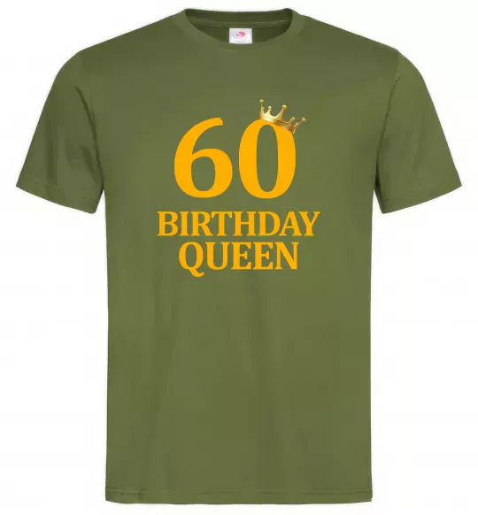 Мужская футболка 60 birthday queen Оливковый фото