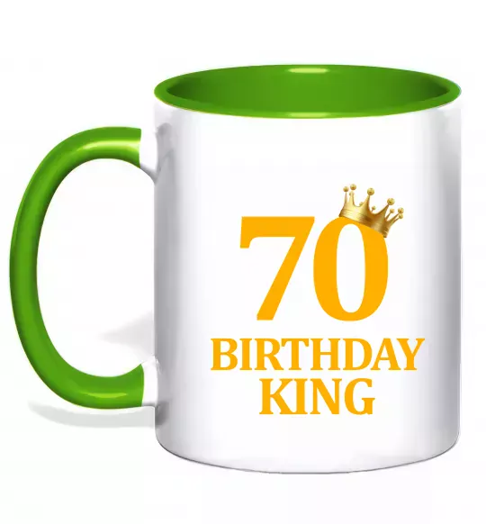 Чашка с цветной ручкой 70 birthday king Зеленый фото