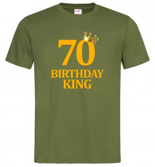 Мужская футболка 70 birthday king Оливковый фото