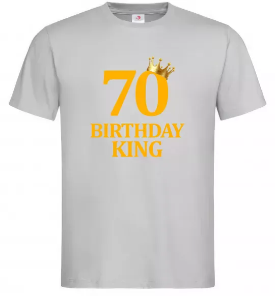 Мужская футболка 70 birthday king Серый фото