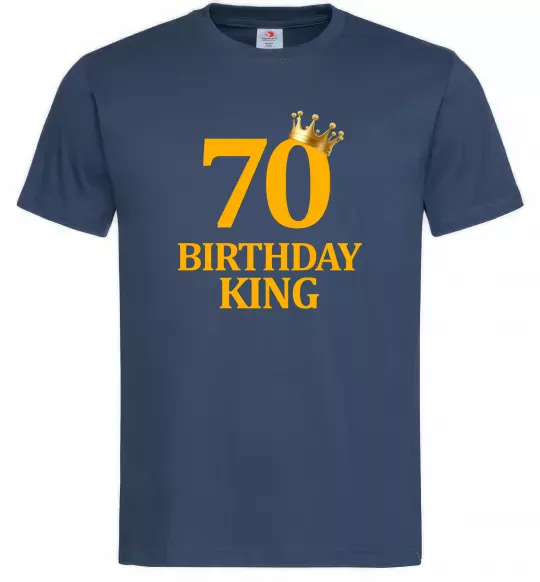 Мужская футболка 70 birthday king Темно-синий фото