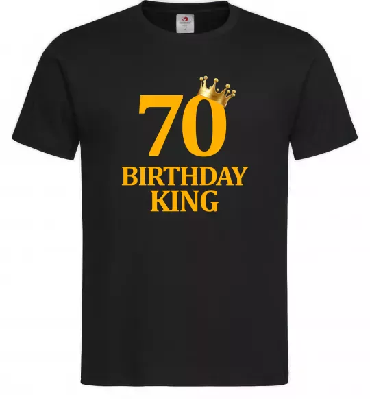 Мужская футболка 70 birthday king Черный фото