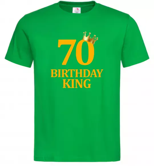Мужская футболка 70 birthday king Зеленый фото