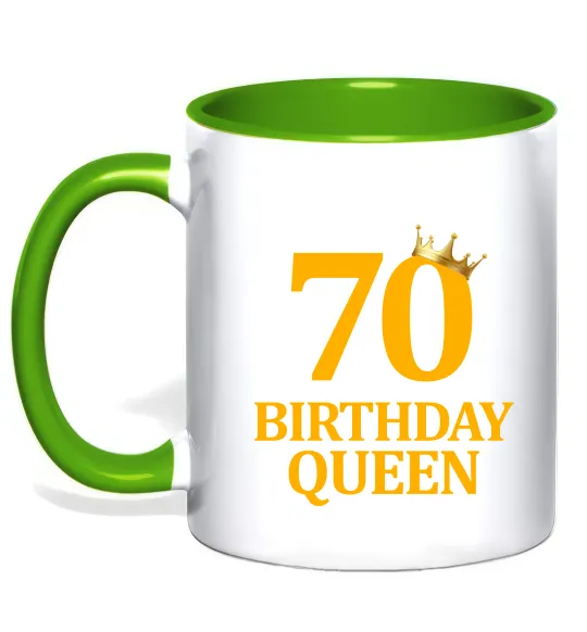 Чашка с цветной ручкой 70 birthday queen Лаймовый фото