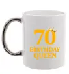 Чашка с цветной ручкой 70 birthday queen Серебро фото