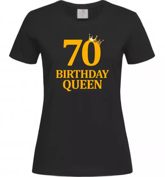 Жіноча футболка 70 birthday queen Чорний фото