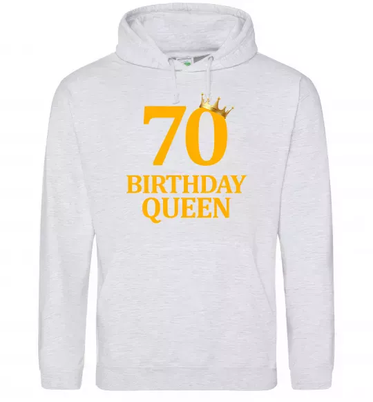 Женская толстовка (худи) 70 birthday queen Серый меланж фото