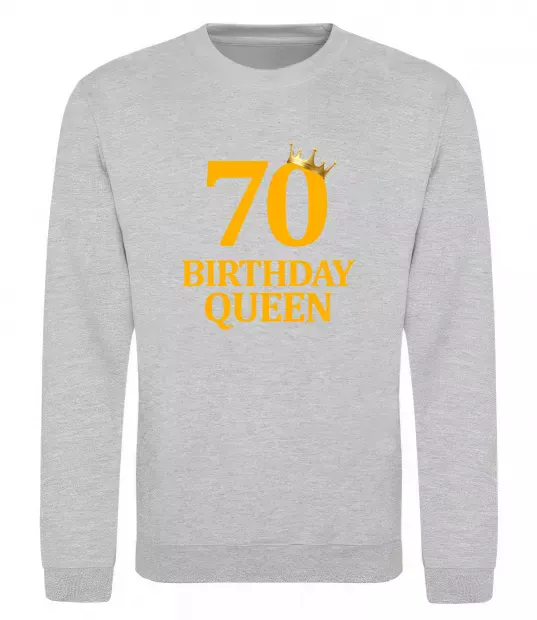 Свитшот 70 birthday queen Серый меланж фото