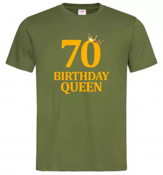 Мужская футболка 70 birthday queen Оливковый фото