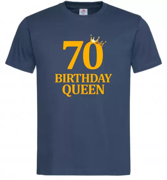 Мужская футболка 70 birthday queen Темно-синий фото