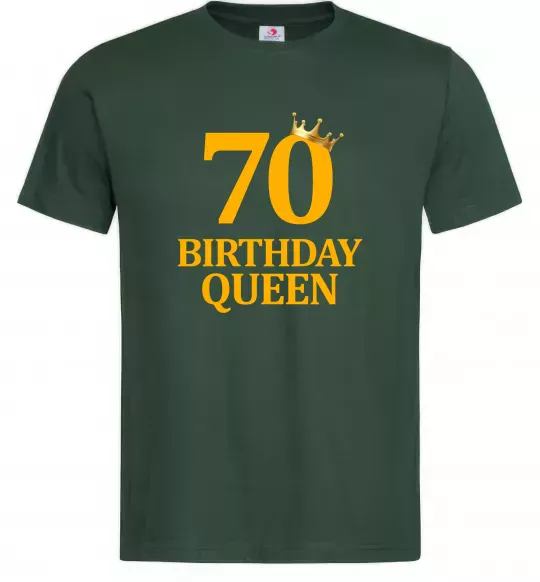 Мужская футболка 70 birthday queen Темно-зеленый фото