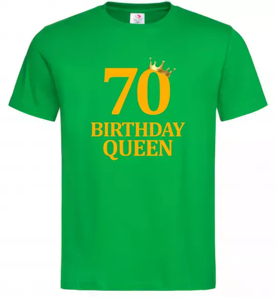 Мужская футболка 70 birthday queen Зеленый фото