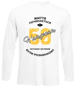 Лонгслів Caution 50 years old Білий фото