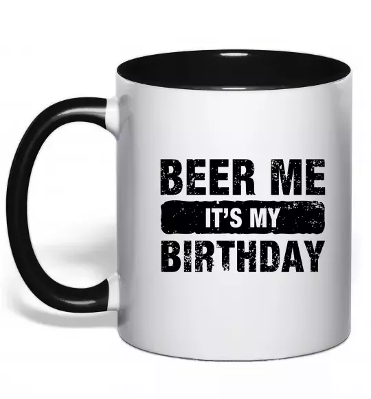 Чашка с цветной ручкой Beer me its my birthday Черный фото