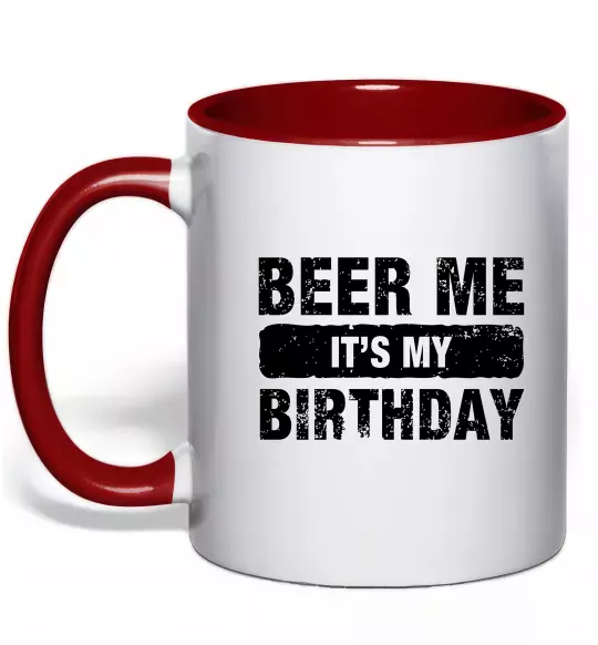 Чашка с цветной ручкой Beer me its my birthday Красный фото