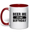Чашка с цветной ручкой Beer me its my birthday Красный фото