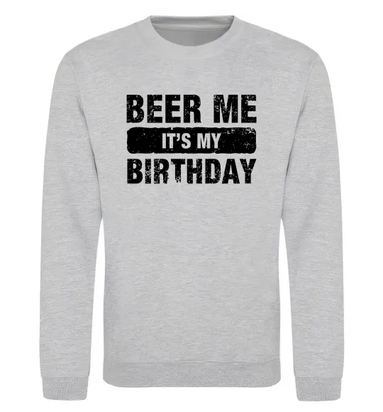 Свитшот Beer me its my birthday Серый меланж фото