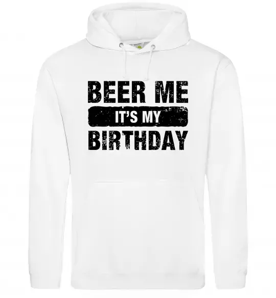 Мужская толстовка (худи) Beer me its my birthday Белый фото