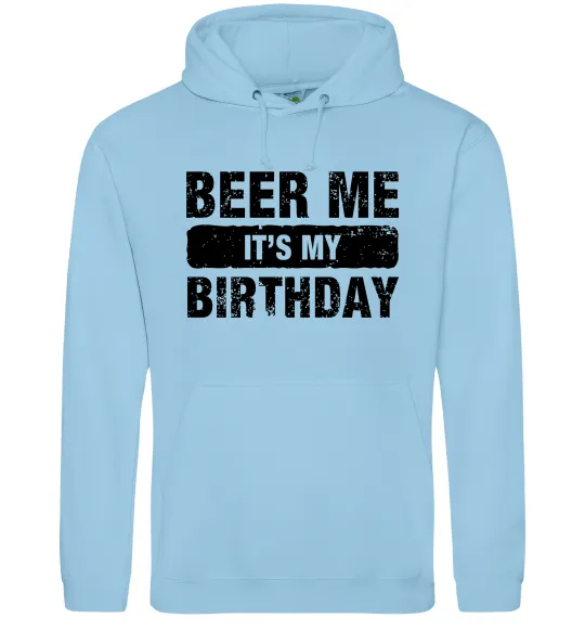 Женская толстовка (худи) Beer me its my birthday Голубой фото