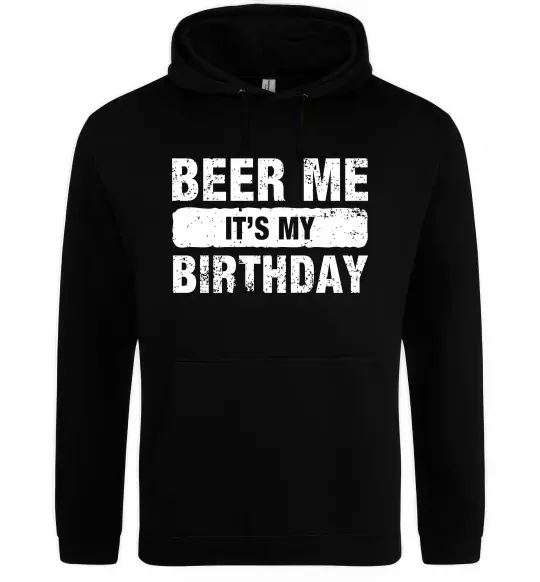 Женская толстовка (худи) Beer me its my birthday Черный фото