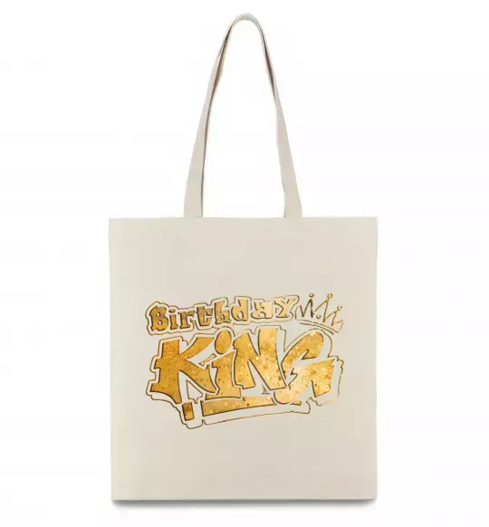 Еко-сумка Birthday king Бежевий фото