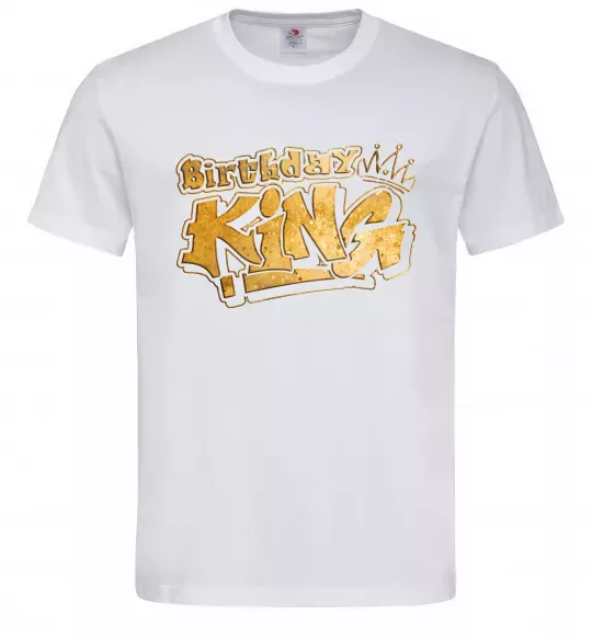 Мужская футболка Birthday king Белый фото