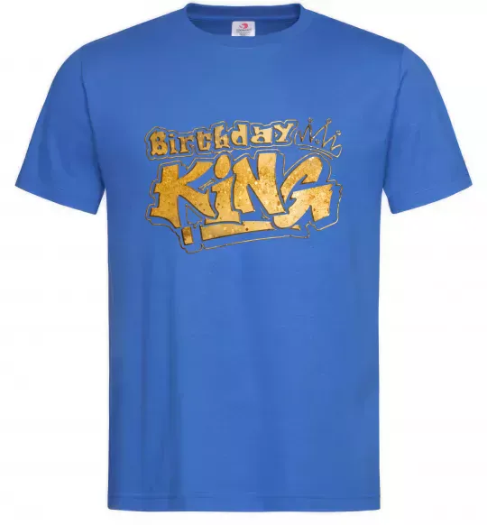 Мужская футболка Birthday king Ярко-синий фото