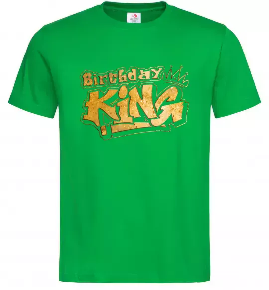 Мужская футболка Birthday king Зеленый фото