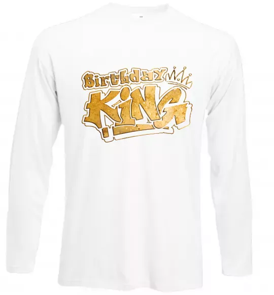 Лонгслів Birthday king Білий фото