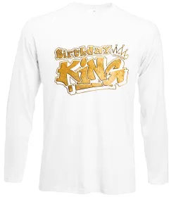 Лонгслив Birthday king Белый фото