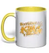 Чашка с цветной ручкой Birthday king Лимонный фото