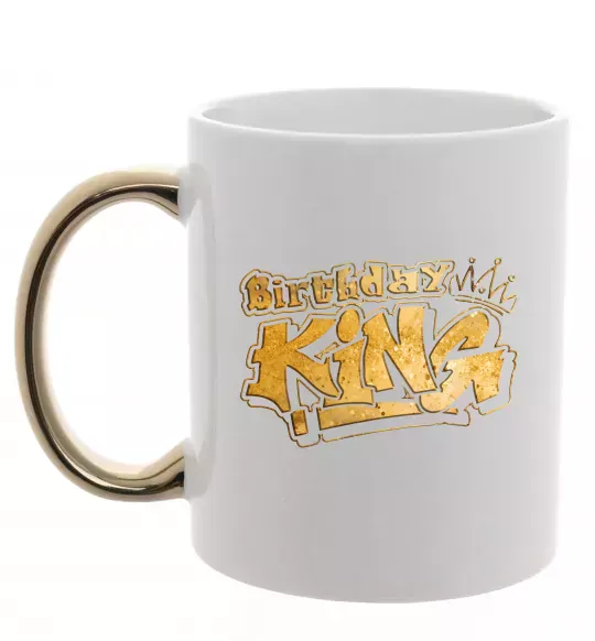 Чашка с цветной ручкой Birthday king Золото фото