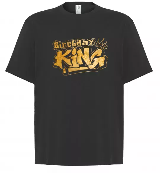 Футболка Оверсайз Birthday king Чорний фото