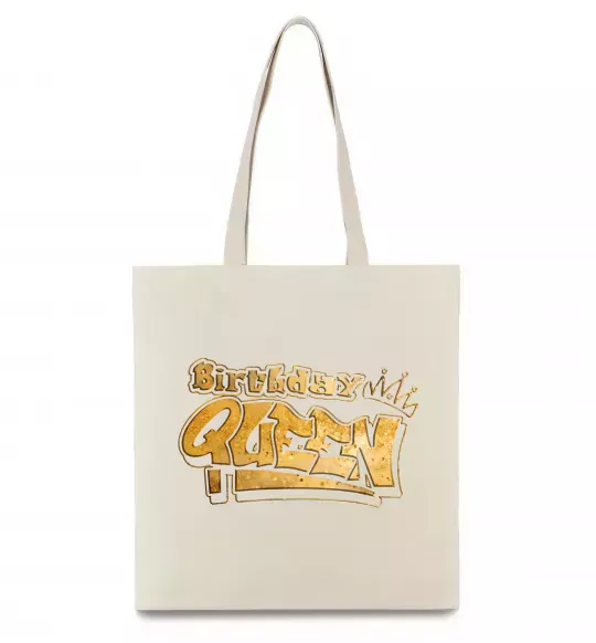 Эко-сумка Birthday Queen Бежевый фото