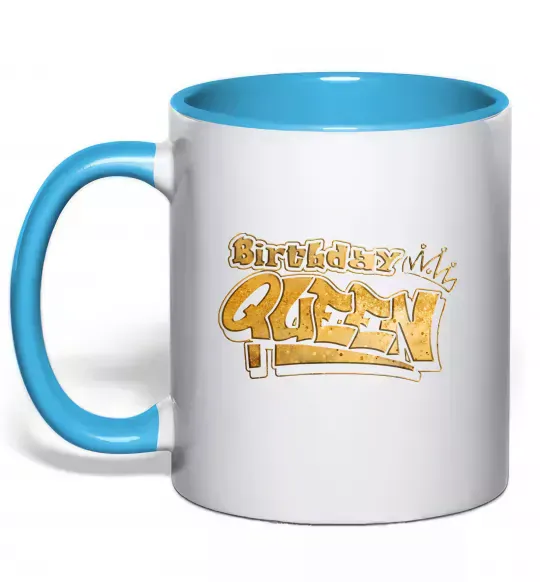 Чашка с цветной ручкой Birthday Queen Голубой фото