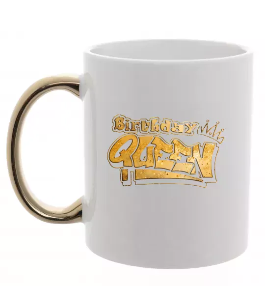 Чашка с цветной ручкой Birthday Queen Золото фото