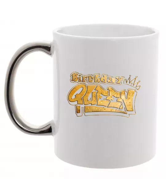 Чашка с цветной ручкой Birthday Queen Серебро фото