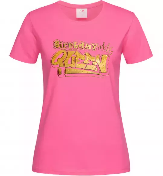 Жіноча футболка Birthday Queen Яскраво-рожевий фото